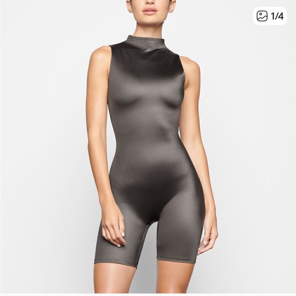 SKIMS Pants - Skims Mock Neck All in One Shine Mid-Thigh Onesie
